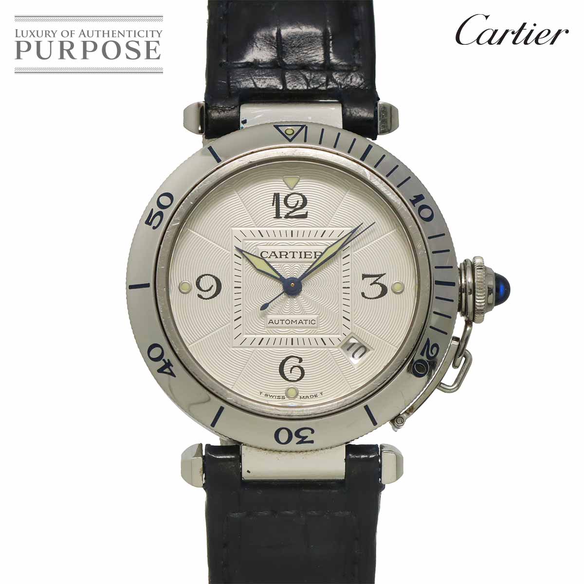 カルティエ Cartier パシャ 38粍 W3103155 メンズ ウオッチ デイト しろがね色 オートマ 自動小銃一巻き 御覧になる Pasha 【中古】
