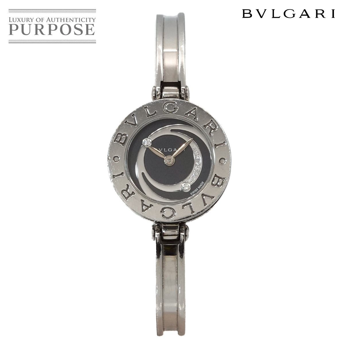 ブル小峡谷 BVLGARI ビーゼロワン BZ22S バングル 御覧になる 金剛石 レディース ウオッチ 黒いこと 石英 B-Zero1 【中古】