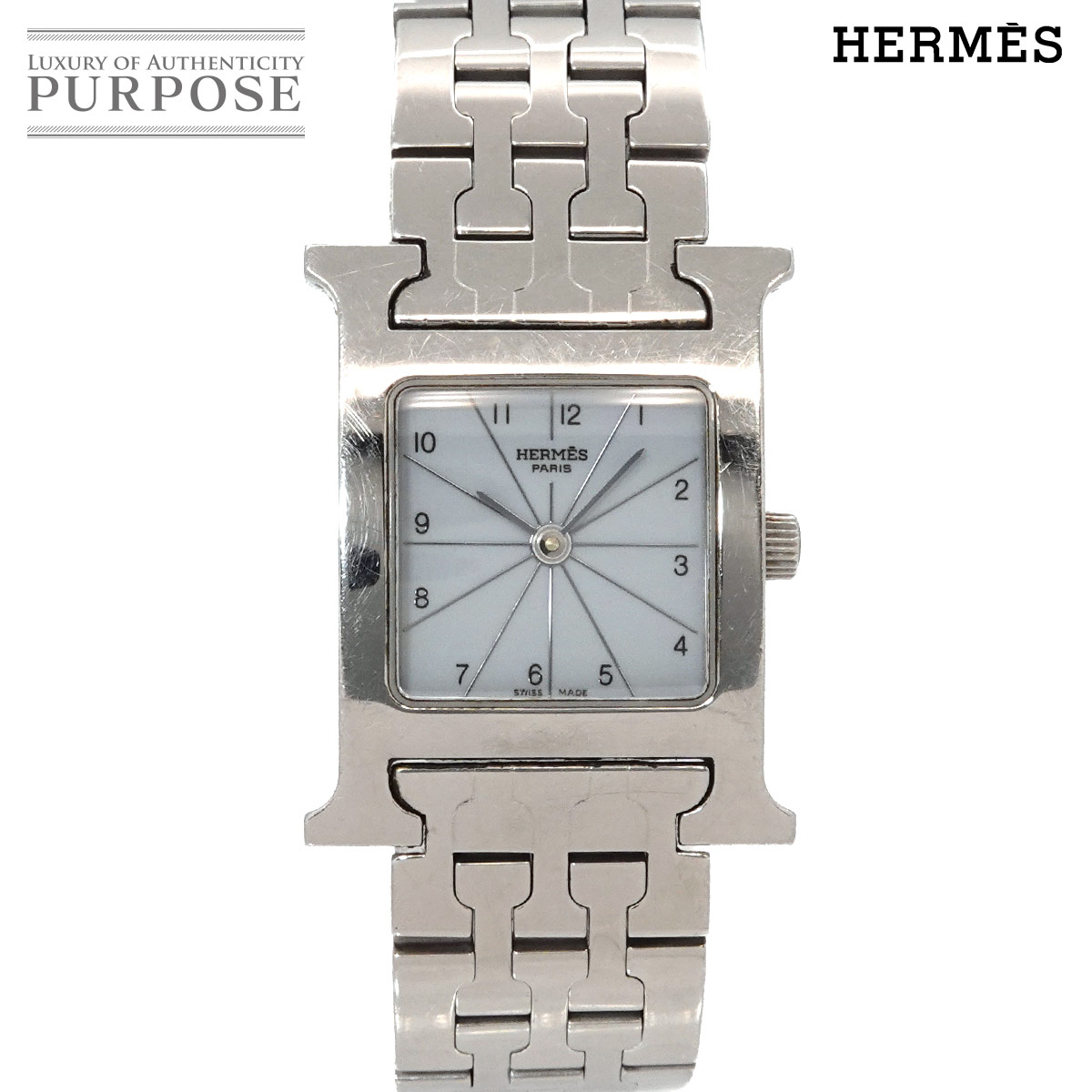 エルメス HERMES H御覧になる HH1 210 レディース ウオッチ 白いこと 薄墨色 石英 御覧になる H Watch 【中古】