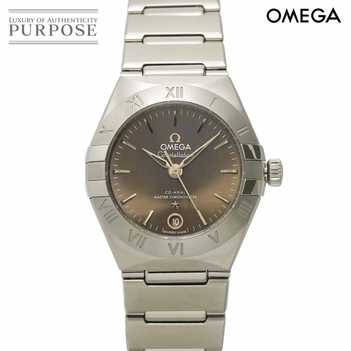 【未当て嵌める 見せびらかす品】 ゼロ OMEGA コンステレーション マンハッタン 131 10 29 20 06 001 レディース ウオッチ デイト 薄墨色 オートマ 自動小銃一巻き Constellation 【中古】