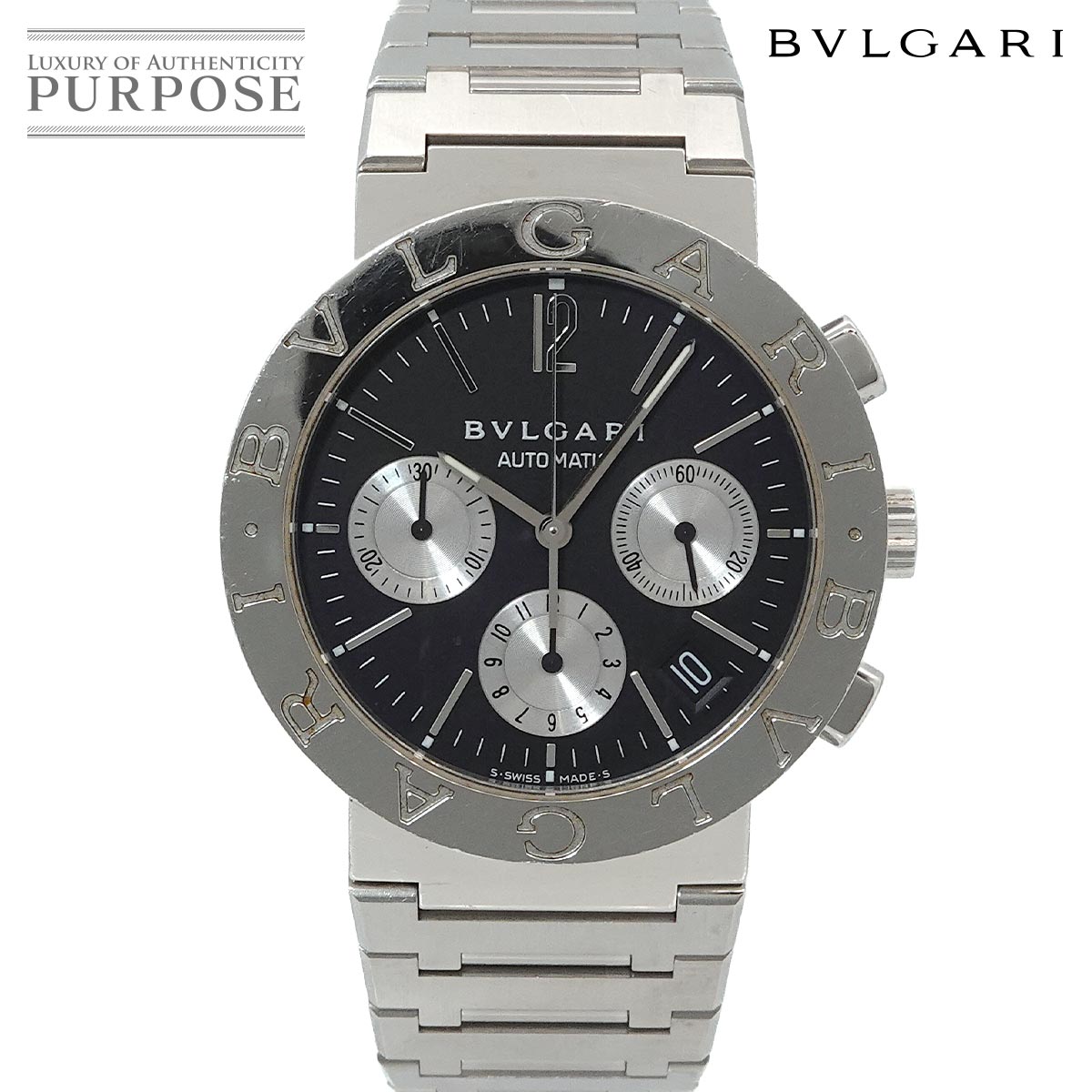 ブル小峡谷 BVLGARI ブルガリブルガリ BB38SSCH クロノグラフ メンズ ウオッチ デイト 黒いこと オートマ 自動小銃一巻き ご覧なさる BVLGARIBVLGARI 【中古】