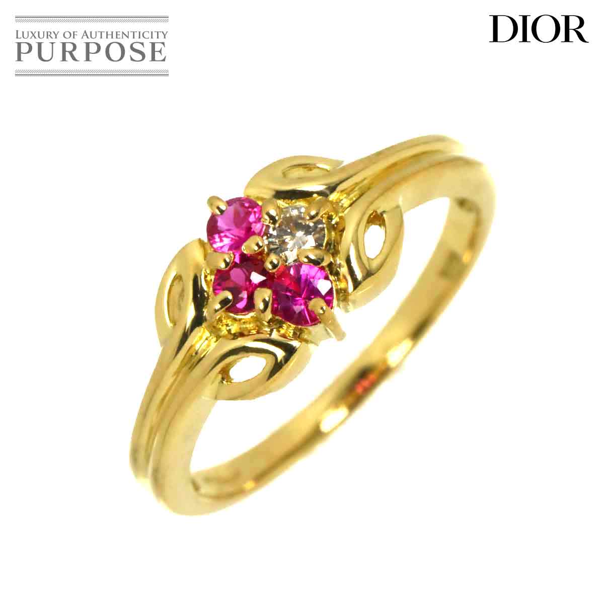 【新品同様】 クリスチャン ディオール Christian Dior 11.5号 リング サファイヤ ダイヤ K18 YG イエローゴールド 750 指輪 Sapphire Ring【中古】|VINTAGE LOVER PURPOSE