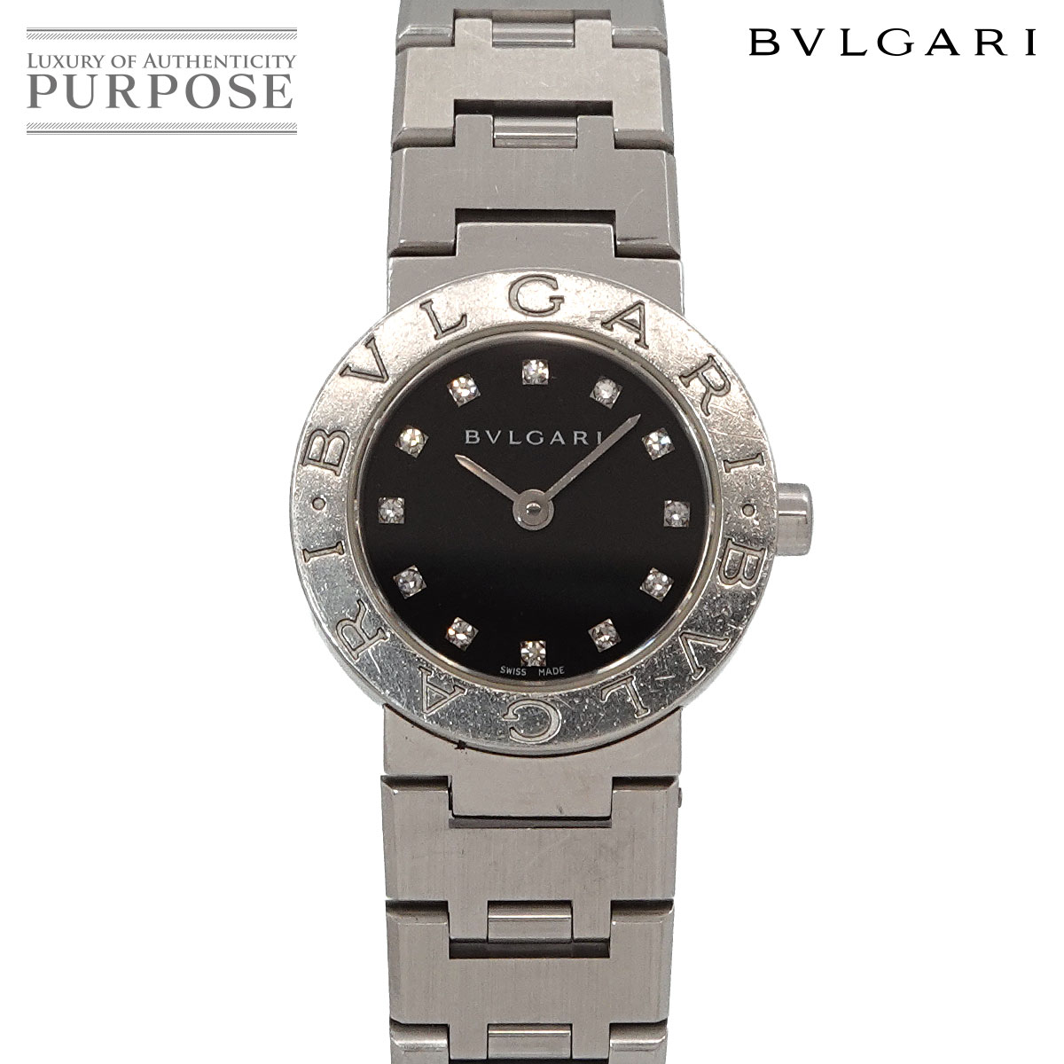 ブル小峡谷 BVLGARI ブルガリブルガリ BB23SS レディース ウオッチ 12P 金剛石 しろがね色 石英 御覧になる BVLGARIBVLGARI 【中古】