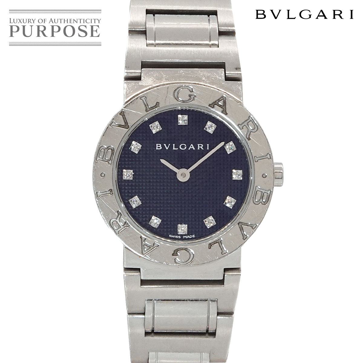 ブル小峡谷 BVLGARI ブルガリブルガリ BB26SS レディース ウオッチ 12P 金剛石 黒いこと 石英 ご覧なさる BVLGARIBVLGARI 【中古】