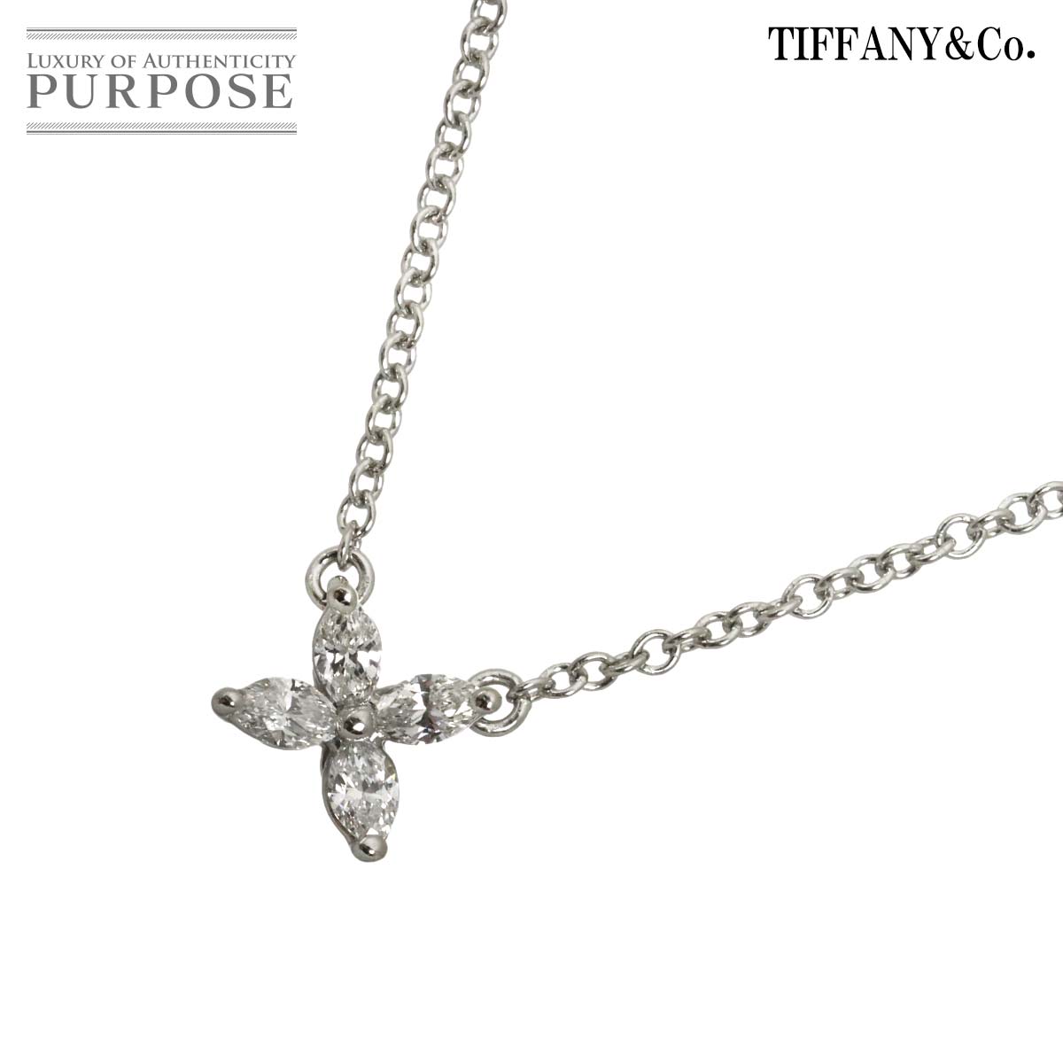 【新品同様】 ティファニー TIFFANY&Co. ビクトリア ダイヤ ネックレス ミニ 41cm Pt プラチナ フラワー 花 Necklace【中古】|VINTAGE LOVER PURPOSE