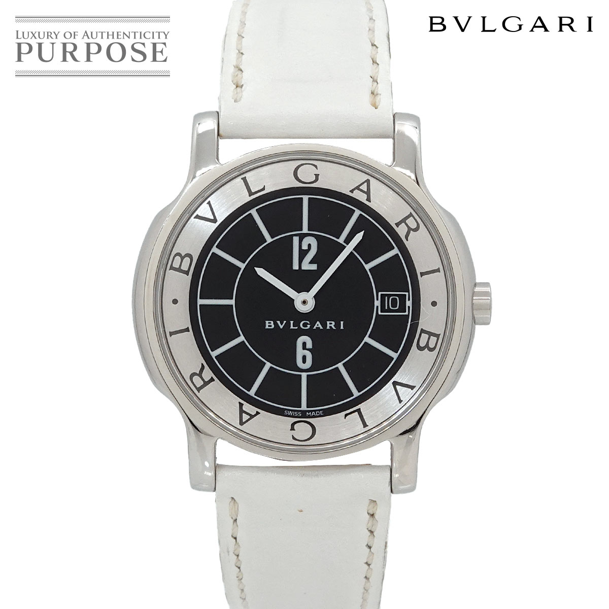 ブル小峡谷 BVLGARI ソロペース ST35S メンズ ウオッチ デイト 黒いこと 石英 ご覧なさる Solotempo 【中古】