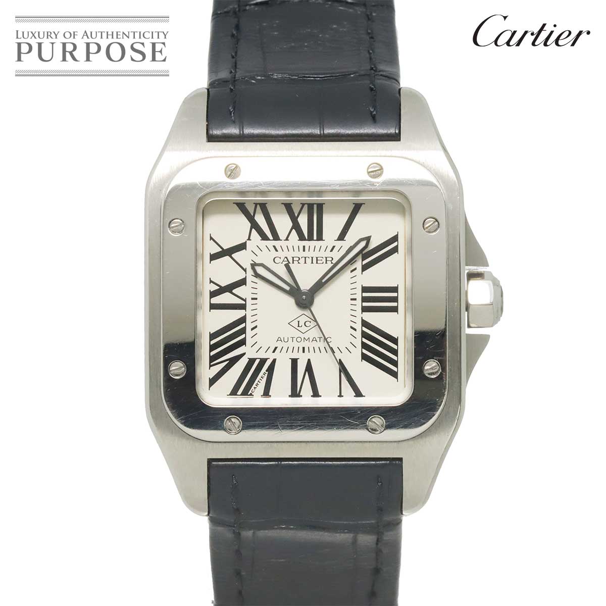 カルティエ Cartier サントス100 MM WSSA0008 ボーイズ ウオッチ しろがね色 オートマ 自動小銃一巻き ご覧なさる Santos 100 【中古】