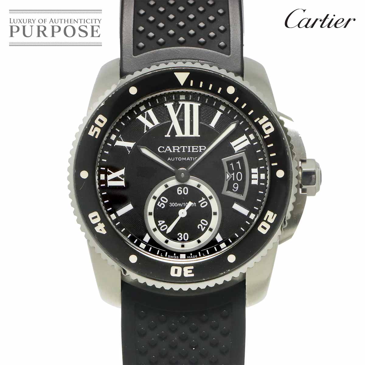 カルティエ Cartier 苛性カリブル ドゥ カルティエ ダイバー W7100056 メンズ ウオッチ デイト 黒いこと オートマ 自動小銃一巻き 御覧になる Calibre de Cartier 【中古】