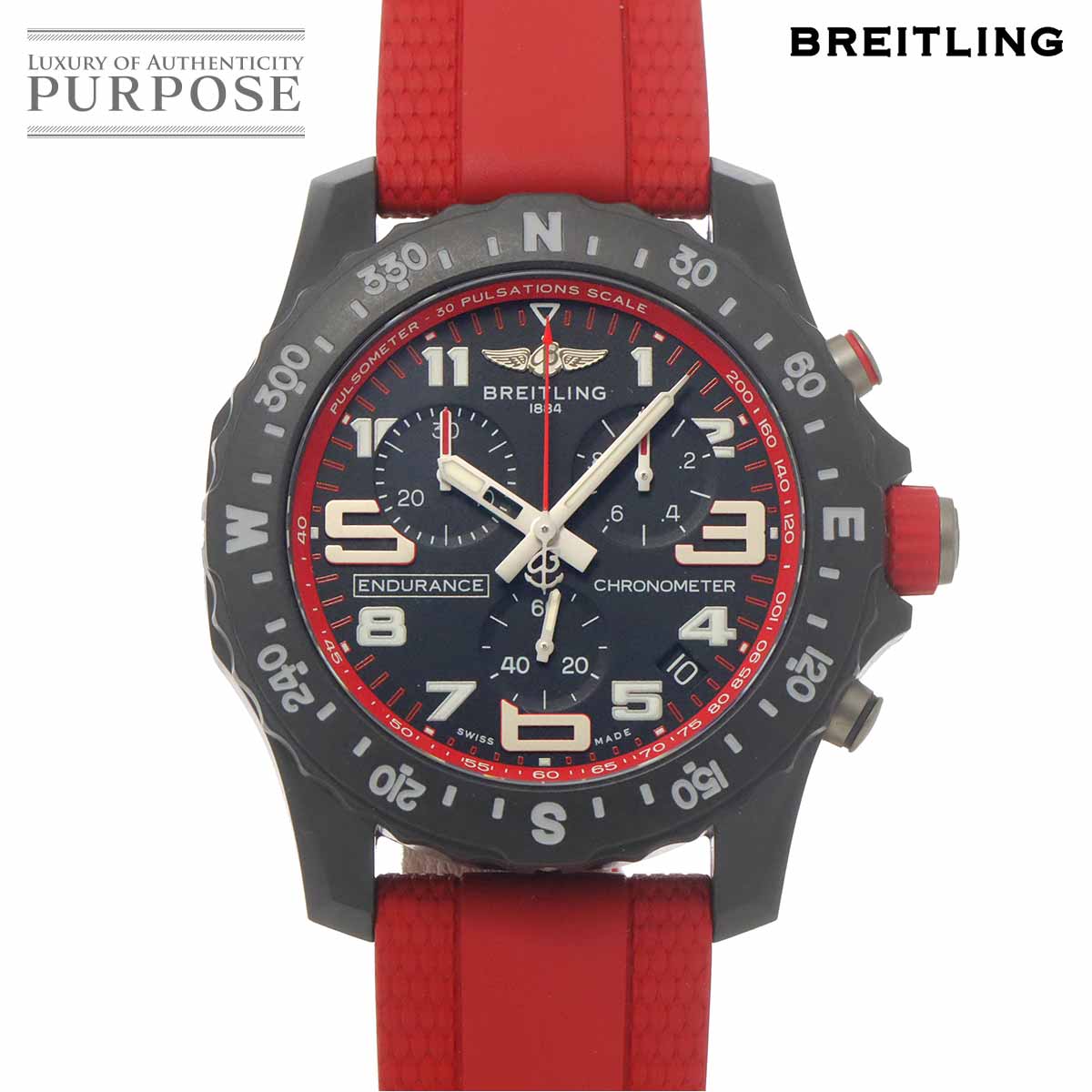 【新品負けず劣らず】 ブライトリング BREITLING エンデュランス 労働者階級 X82310 クロノグラフ メンズ ウォッチ デイト 黒いこと 赤いこと 石英 御覧なさる Endurance Pro 【中古】