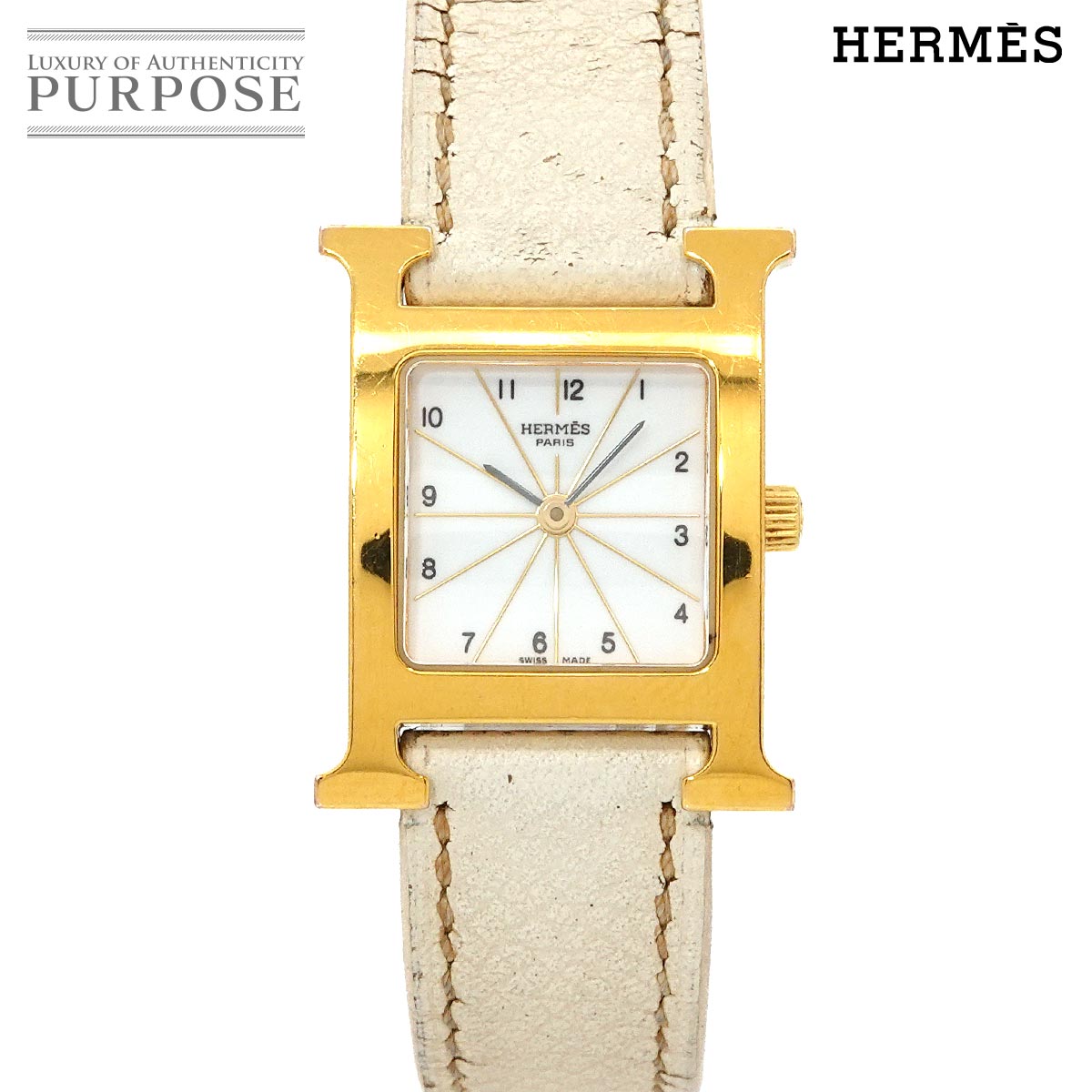 エルメス HERMES H御覧になる HH1 201 レディース ウオッチ 白いこと 石英 御覧になる H Watch 【中古】
