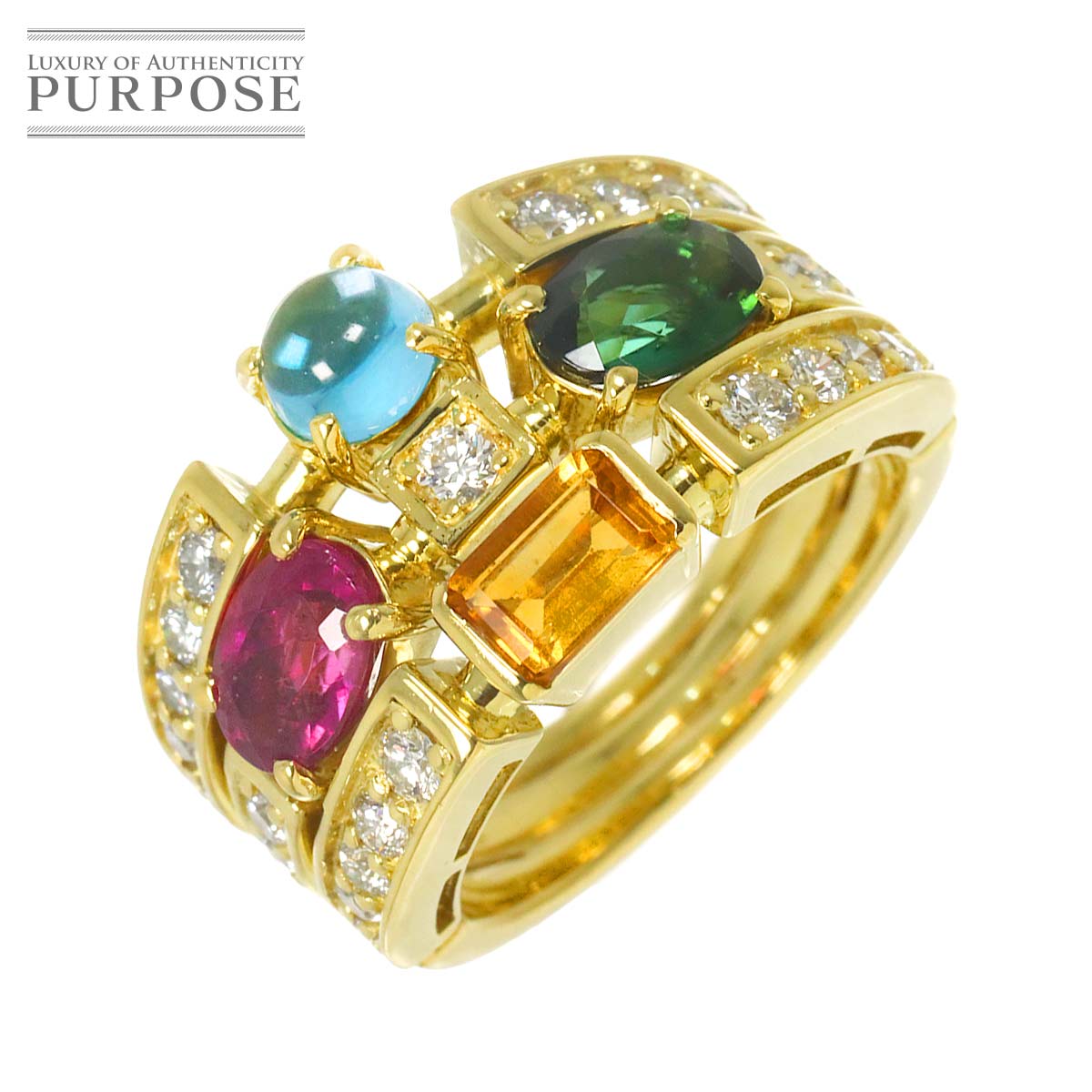 【新品仕上げ】 リング 12.5号 マルチストーン 2.81ct Diamond 0.78ct K18 YG イエローゴールド 750 指輪 Multi Stone Ring【中古】｜VINTAGE LOVER PURPOSE