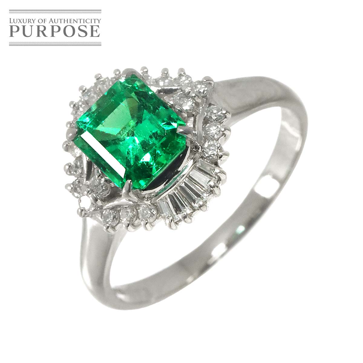 【新品仕上げ】 リング 19号 エメラルド 1.73ct ダイヤ 0.45ct Pt プラチナ 指輪 【ソーティング付き】 Emerald Ring 【中古】｜VINTAGE LOVER PURPOSE