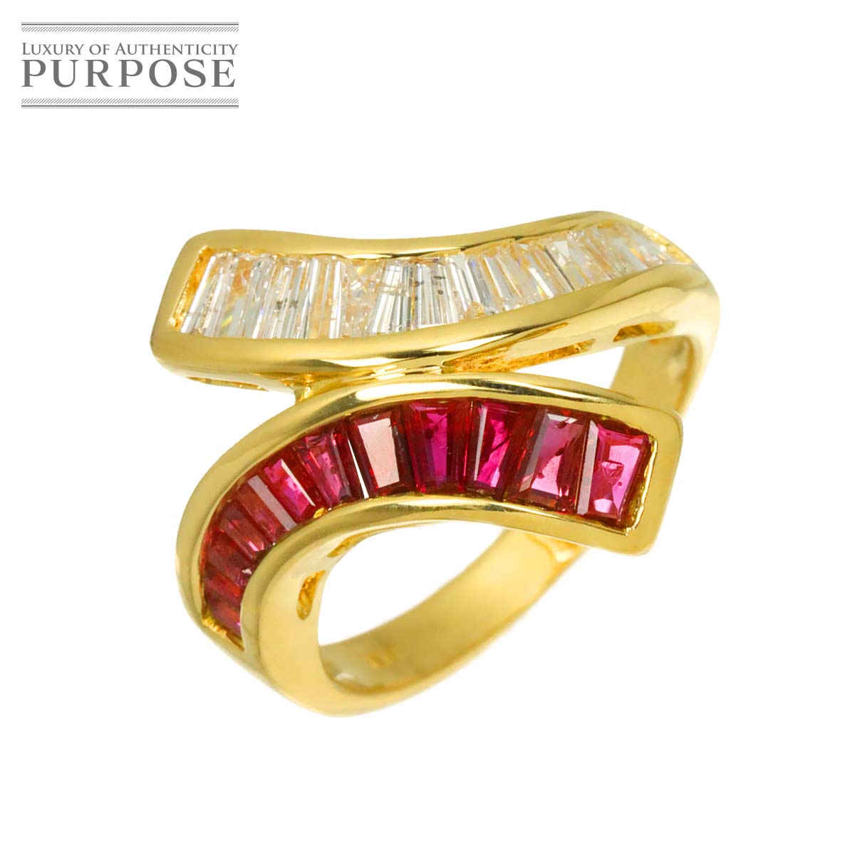 【新品仕上げ】 リング 12号 ルビー ダイヤ K18 YG イエローゴールド 750 指輪 Ruby Ring 【中古】|VINTAGE LOVER PURPOSE