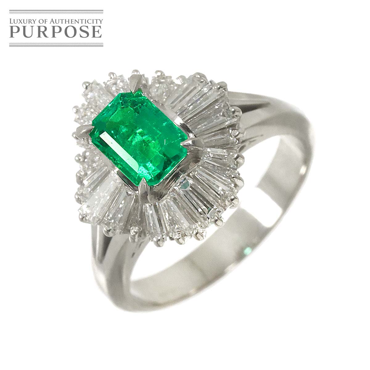 【新品仕上げ】 リング 11.5号 エメラルド 0.86ct ダイヤ 1.15ct Pt プラチナ 指輪 【ソーティング付き】 Emerald Ring 【中古】｜VINTAGE LOVER PURPOSE