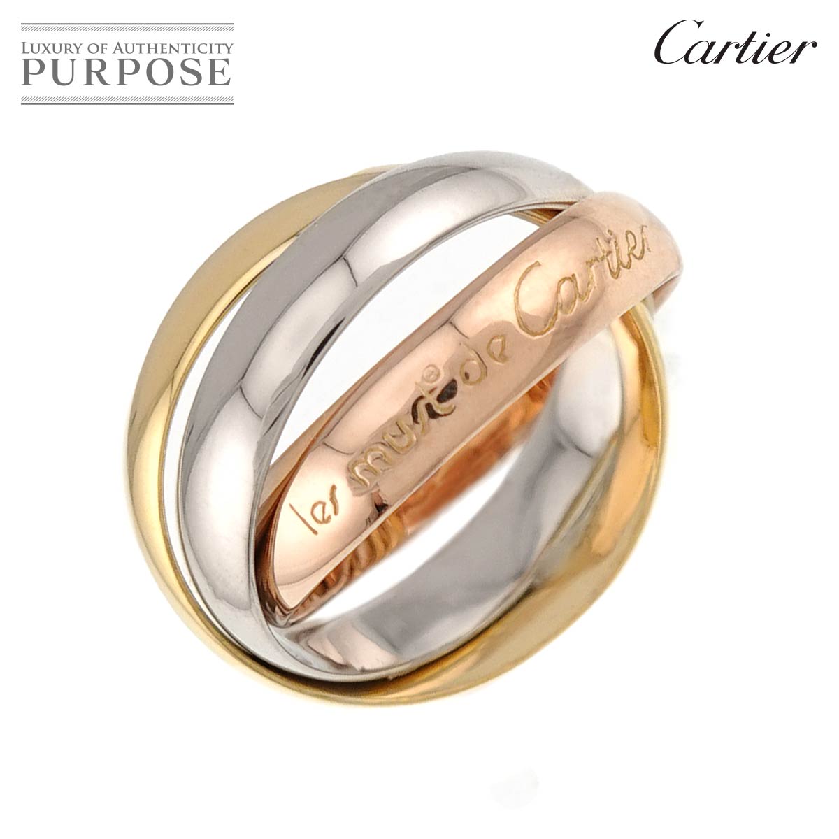 【新品同様】 カルティエ Cartier トリニティ ミディアム MM #47 リング K18 YG WG PG 3連 スリーゴールド スリーカラー 750 指輪 Trinity【中古】|VINTAGE LOVER PURPOSE