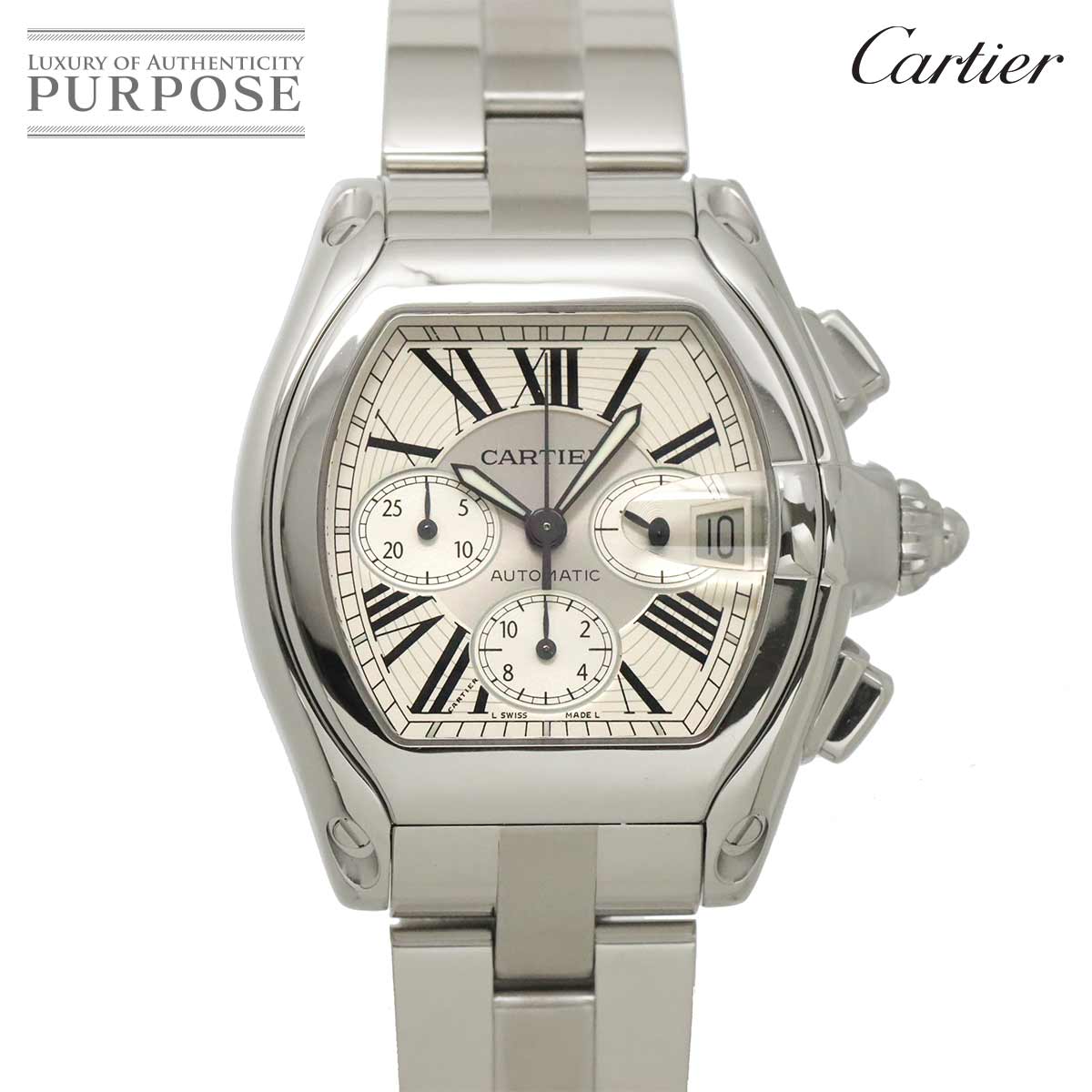 カルティエ Cartier 読み込むはやりっ児 クロノグラフ W62019X6 メンズ ウォッチ デイト しろがね色 オートマ 自動小銃一巻き 御覧なさる Roadster 【中古】