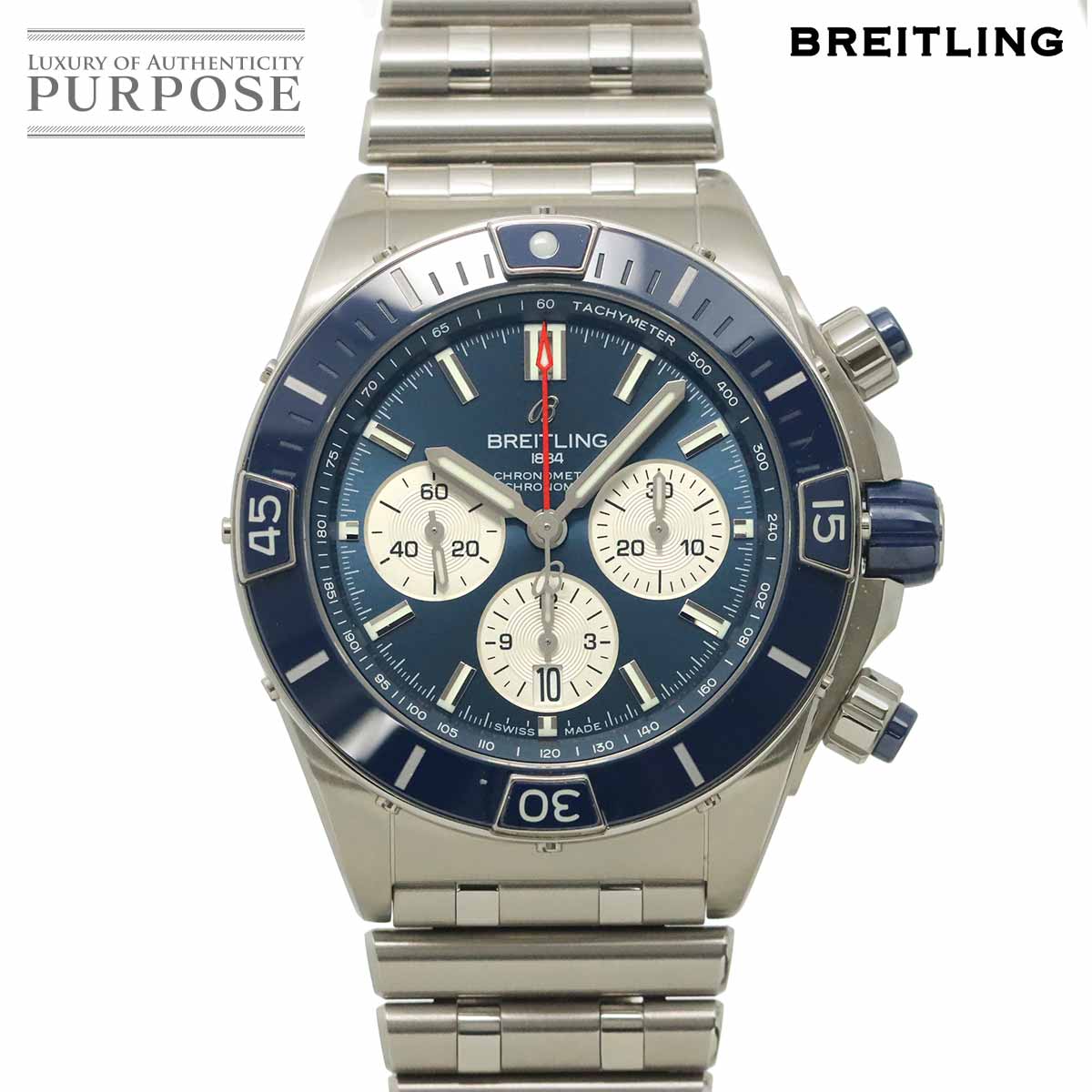 【新品負けず劣らず】 ブライトリング BREITLING スーパークロノマットB01 44 AB0136 クロノグラフ メンズ ウォッチ デイト 青色 オートマ 自動小銃一巻き 御覧なさる SuperChronomat B01 【中古】