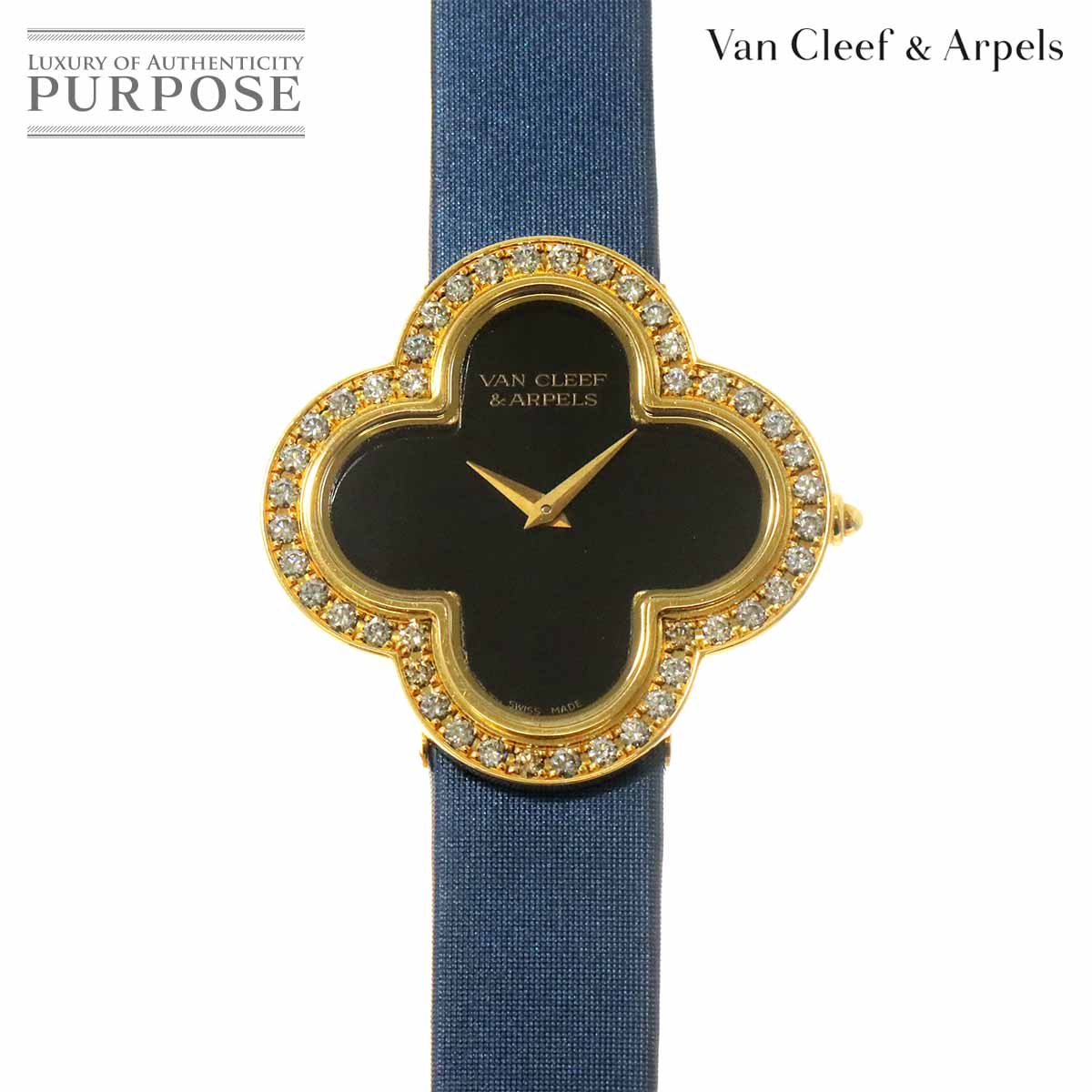 ヴァンクリーフ&アーペル VanCleef&Arpels アルハンブラ ミディアム ウォッチ VCARN5HZ00 レディース 腕時計 ダイヤベゼル ブラック K18YG クォーツ ウォッチ Alhambra 【中古】|VINTAGE LOVER PURPOSE