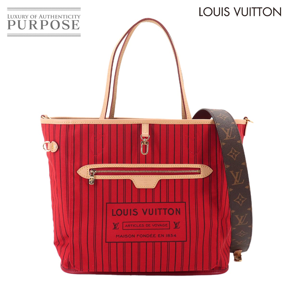 【未使用 展示品】 ネヴァーフル インサイドアウト MM ルイ ヴィトン LOUIS VUITTON モノグラム 2way トート ショルダー バッグ ルージュサリ M12096 RFID Neverfull Inside Out MM 【中古】｜VINTAGE LOVER PURPOSE