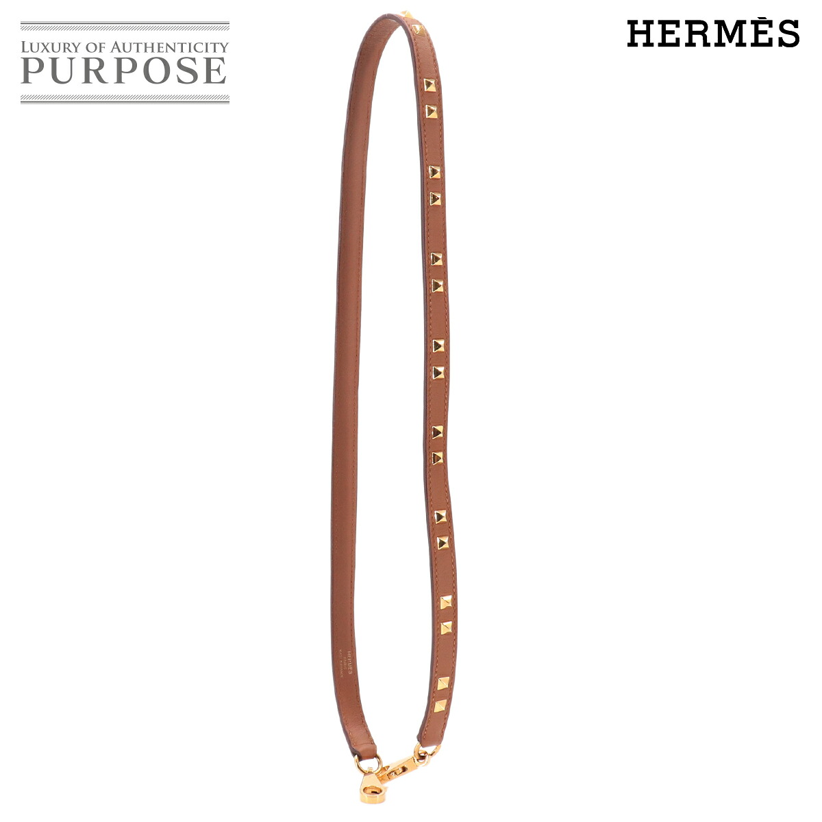 【美品】 エルメス HERMES バンドリエール ミニ ドッグ メドール スタッズ ショルダー ストラップ スイフト ブラウン C刻印 ゴールド 金具 Bandouliere Mini Dog 【中古】|VINTAGE LOVER PURPOSE