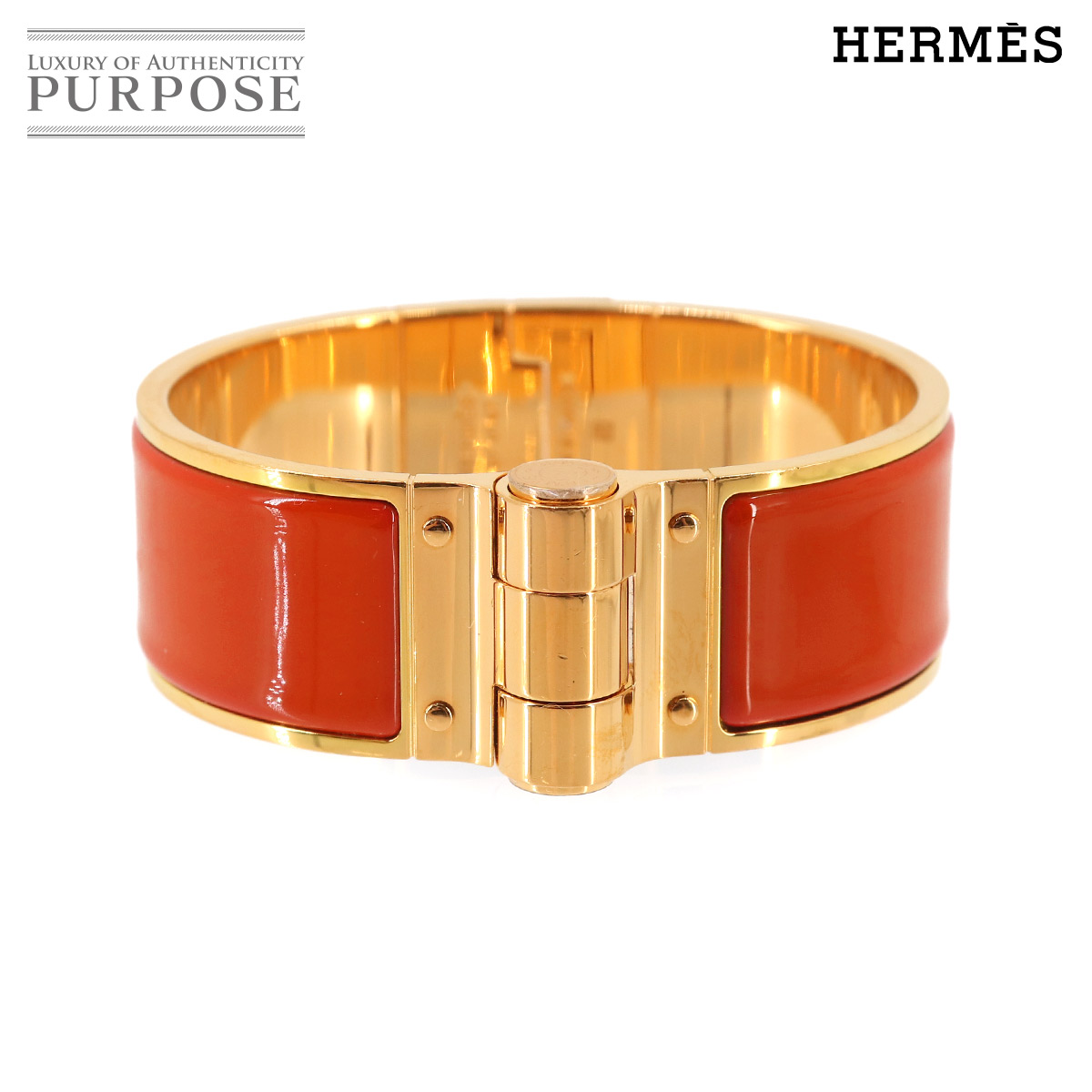 【未使用 展示品】 エルメス HERMES シャルニエール GM ブレスレット バングル ゴールド ルージュヴィフ Charniere GM Bracelet 【中古】｜VINTAGE LOVER PURPOSE