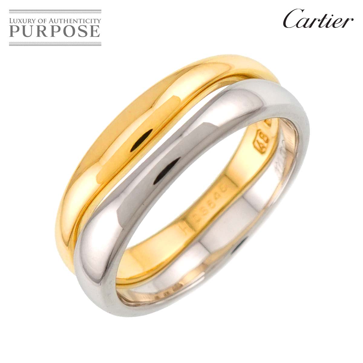 【新品仕上げ】 カルティエ Cartier ラブミー #48 リング K18 YG WG イエロー ホワイトゴールド 750 指輪 Love Me Ring【証明書付き】【中古】｜VINTAGE LOVER PURPOSE
