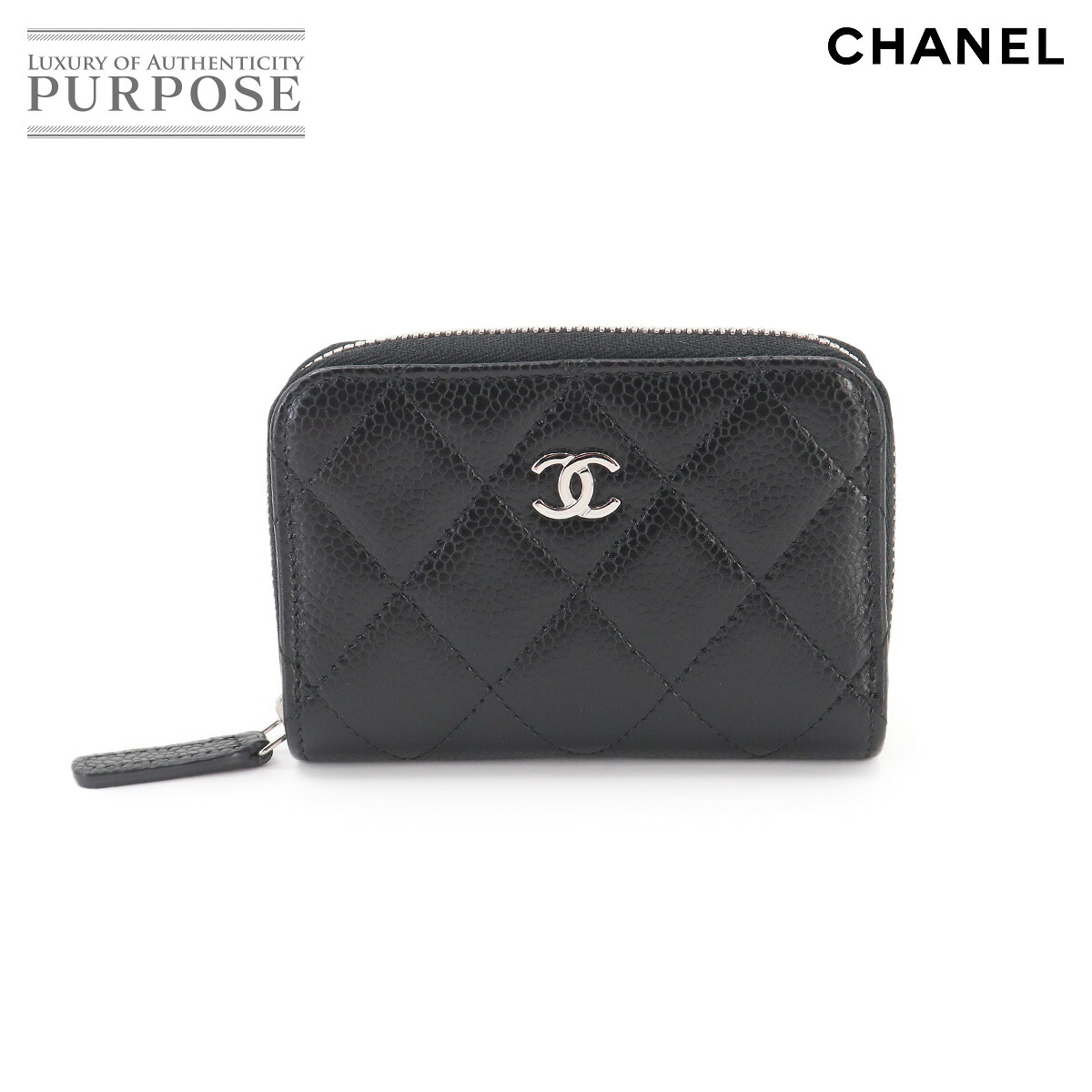 【未使用 展示品】 シャネル CHANEL マトラッセ コインケース 小銭入れ キャビアスキン ブラック ココマーク AP0216 シルバー 金具 Coin Purse 【中古】｜VINTAGE LOVER PURPOSE