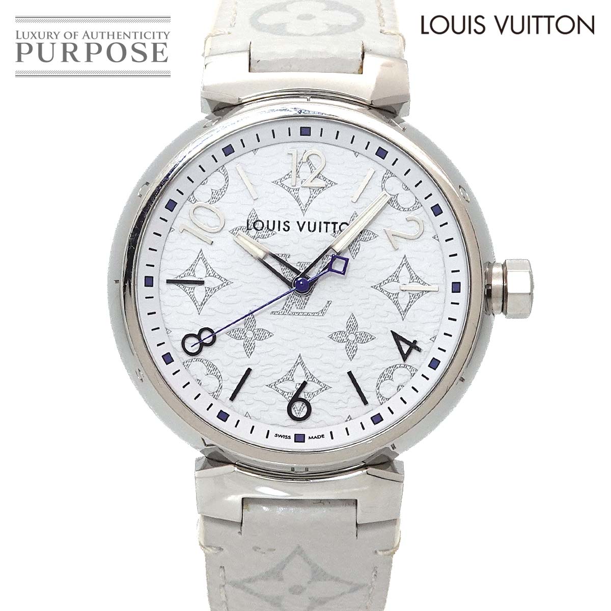 ルイ ヴィトン LOUIS VUITTON タンブールGM モノグラムホワイト QA114 メンズ 腕時計 ホワイト クォーツ ウォッチ Tambour 【中古】|VINTAGE LOVER PURPOSE