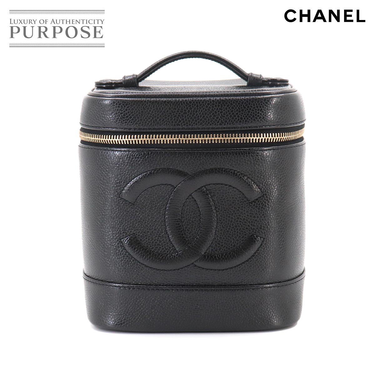 【美品】 シャネル CHANEL バニティ ハンド バッグ キャビアスキン レザー ブラック A01998 ココマーク ゴールド 金具 Vanity Bag 【中古】｜VINTAGE LOVER PURPOSE