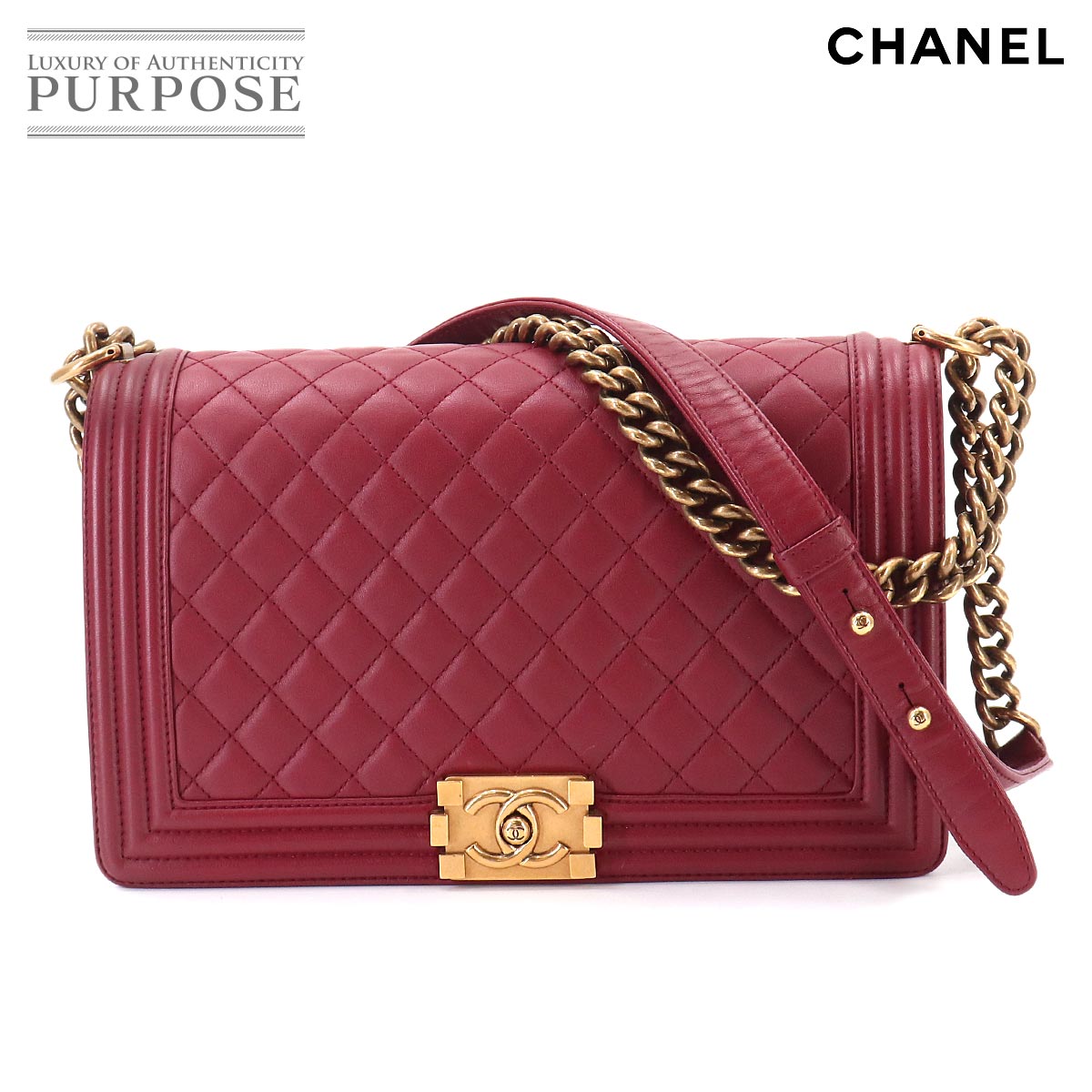 【新品同様】 シャネル CHANEL ボーイシャネル ラージ チェーン ショルダー バッグ ラムスキン ボルドー ゴールド 金具 BOY CHANEL Bag 【中古】|VINTAGE LOVER PURPOSE
