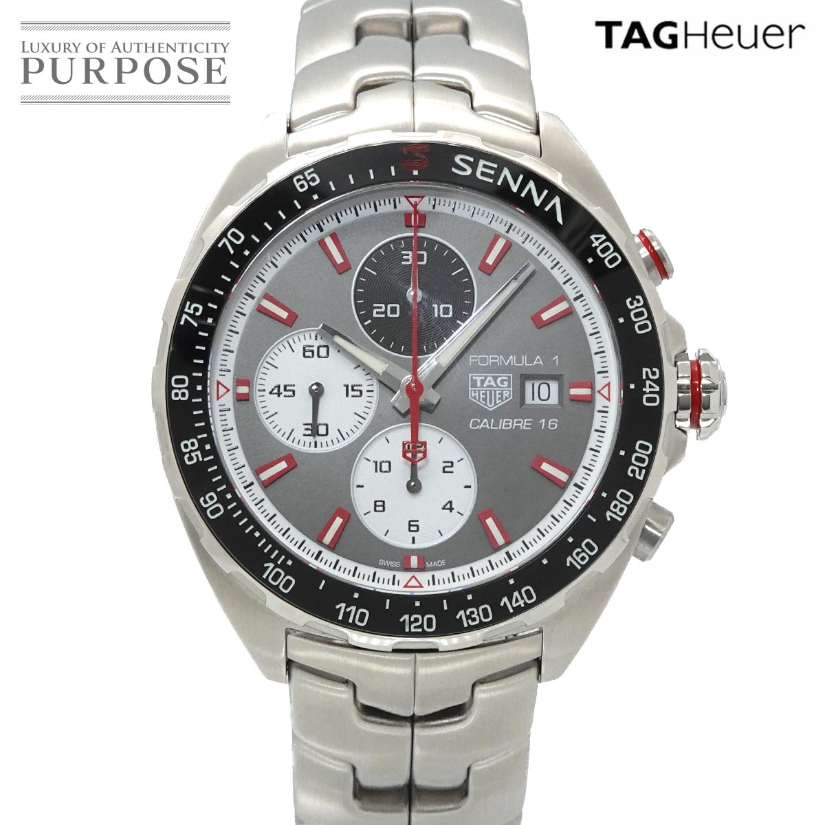 タグホイヤー TAG Heuer フォーミュラ1 アイルトンセナスペシャルエディション CAZ2017 キャリバー16 クロノグラフ メンズ 腕時計 デイト グレー オートマ 自動巻き ウォッチ Formula1 【中古】｜VINTAGE LOVER PURPOSE 139,000円