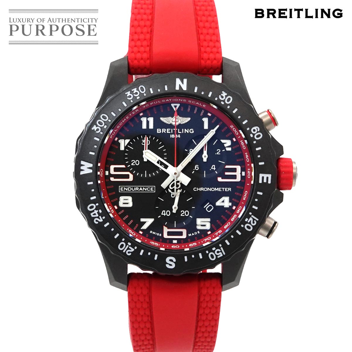 【新品 未使用】 ブライトリング BREITLING エンデュランス プロ X83310 クロノグラフ メンズ 腕時計 デイト ブラック レッド クォーツ ウォッチ Endurance Pro 【中古】｜VINTAGE LOVER PURPOSE