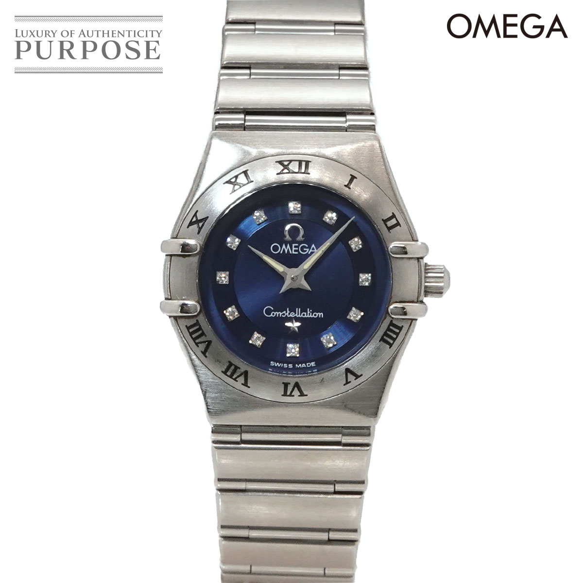 オメガ OMEGA コンステレーション ミニ シンディクロフォード 限定1997本 1563 85 レディース 腕時計 12P ダイヤ ネイビー クォーツ Constellation 【中古】｜VINTAGE LOVER PURPOSE