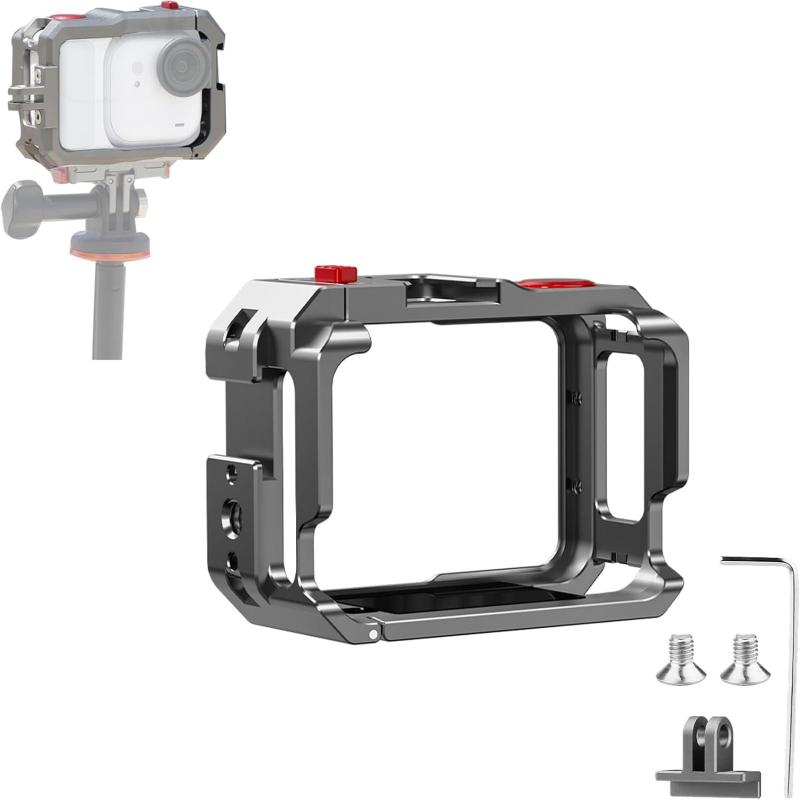 Insta360 GO Ultra用 アルミ合金カメラケージ, 保護ケース, シリコンレンズキャップ, コールドシュー付き, 三脚/自撮り棒/マイク対応 insta360 go ultra アクセサリー