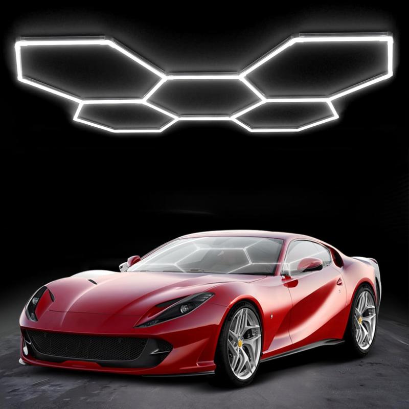 LEDガレージライト 六角形ガレージランプ ハニカムライト 192W 24960lm 6500K 5個ガレージ用六角形LEDライト 高輝度 DIYセット PCプラスチック製 洗車室、車のディテールガレージ、ワークショップ｜GRATIQUE MIEI
