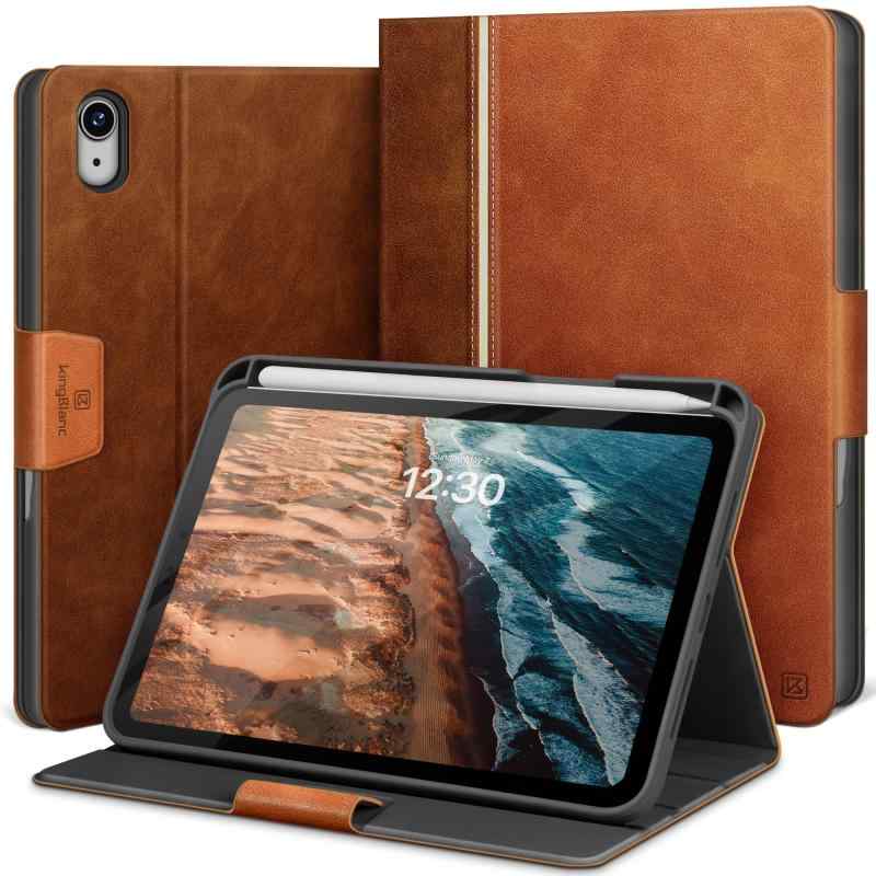 KingBlanc iPad mini7 ケース (A17 Pro、2024)・iPad mini 6 ケース 2021 モデル 8.3インチ対応 手帳型 ペン収納可 ワイヤレス充電対応 オートスリープ/ウェイク ペンホルダー付き 絵描き角度 PU合成レ