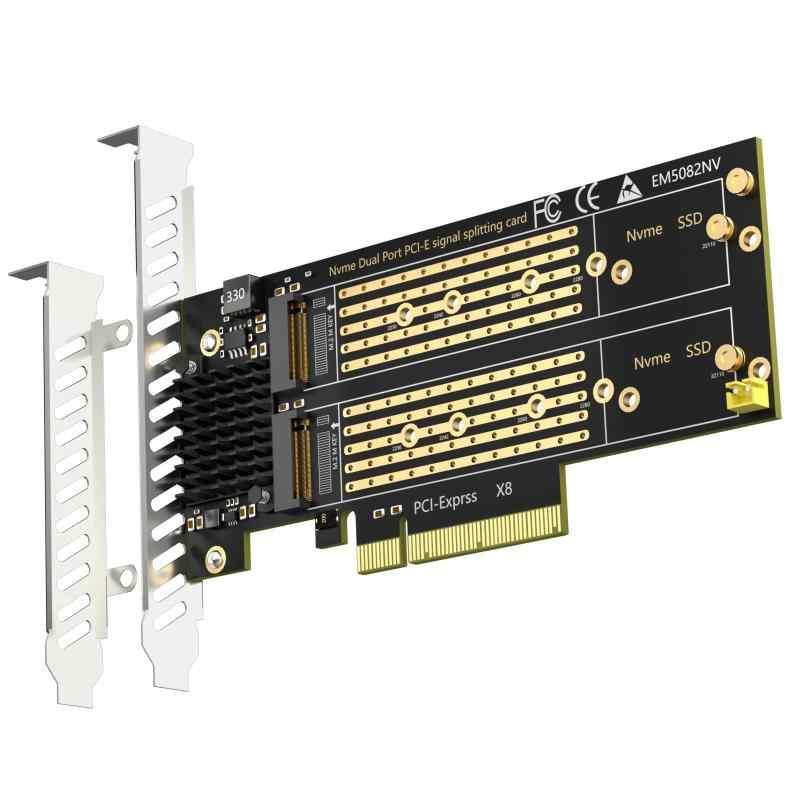 GLOTRENDS M.2 NVMe to PCIe 4.0 X8 アダプター（PCIe 分岐なし）、OSツールによるソフトM.2 NVMe RAID設定対応（22110/2280サイズ対応）、PCIe分岐対応マザーボードが必要