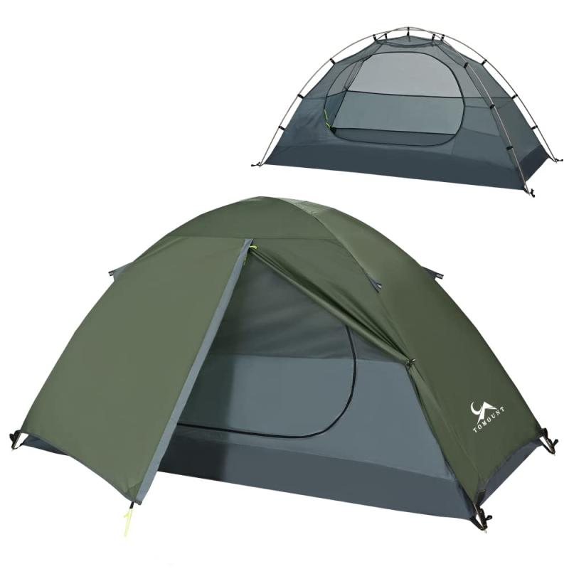 TOMOUNT テント ソロテント 1-2人用 キャンプテント 二重層 自立式 耐水圧3000mm 通気 防風 軽量 コンパクト バイク アウトドア 登山用 簡単設営 4シーズン キャンピング｜GRATIQUE MIEI
