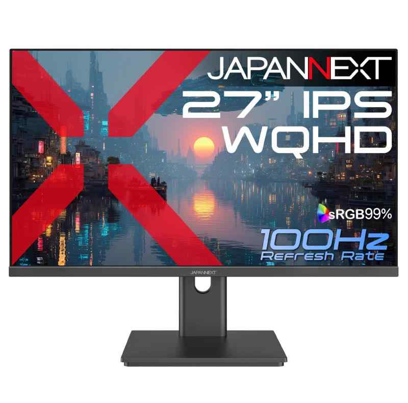 JAPANNEXT 27インチ IPSパネル搭載 WQHD(2560x1440)解像度 液晶モニター JN-IPS27Q3 HDMI DP sRGB:99%