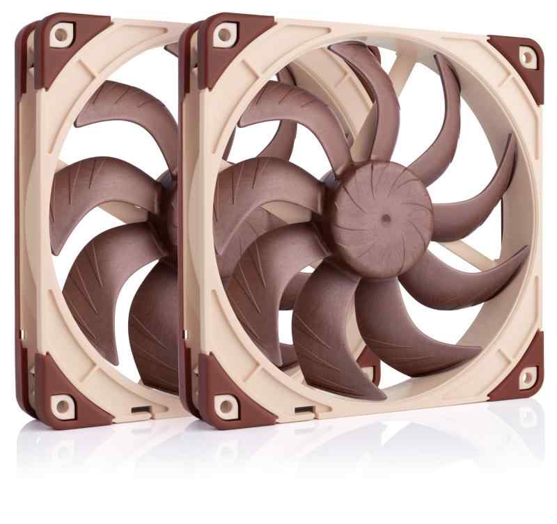 Noctua NF-A14x25 G2 PWM Sx2-PP, プッシュプルと組み入れ当て嵌める相応うデュアル気違い書き割り (赤銅色)