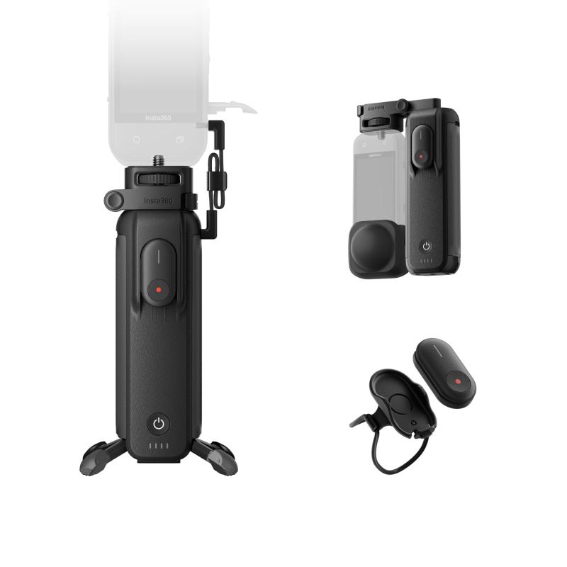 Insta360 FOMO 力強さ手持ち部分（6100mAh乾電池内蔵） ミニ遠隔操作、折りたたみ式クアッドポッド付き添い人。X5、X4、X3、X4 Airに相応う。旅するVlogやアウトドア、寄せあつめる活動写真に至適。