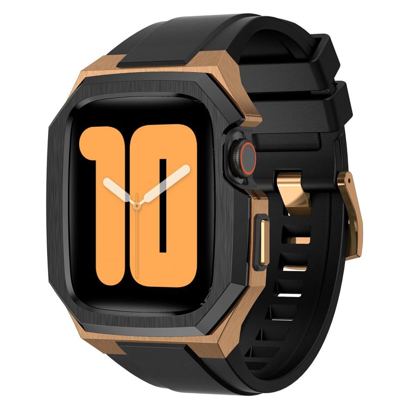 BinGeLi 互換性のある Apple Watch ダンス楽隊 44粍 45粍 46粍 49粍 ステンレス鋼鋼 手ごわいなメンズ フッ素ゴムベルド 原則として型 運動競技 Series 9/8/7 45粍 SE2/6/5/4/SE 44粍 Ultra 49