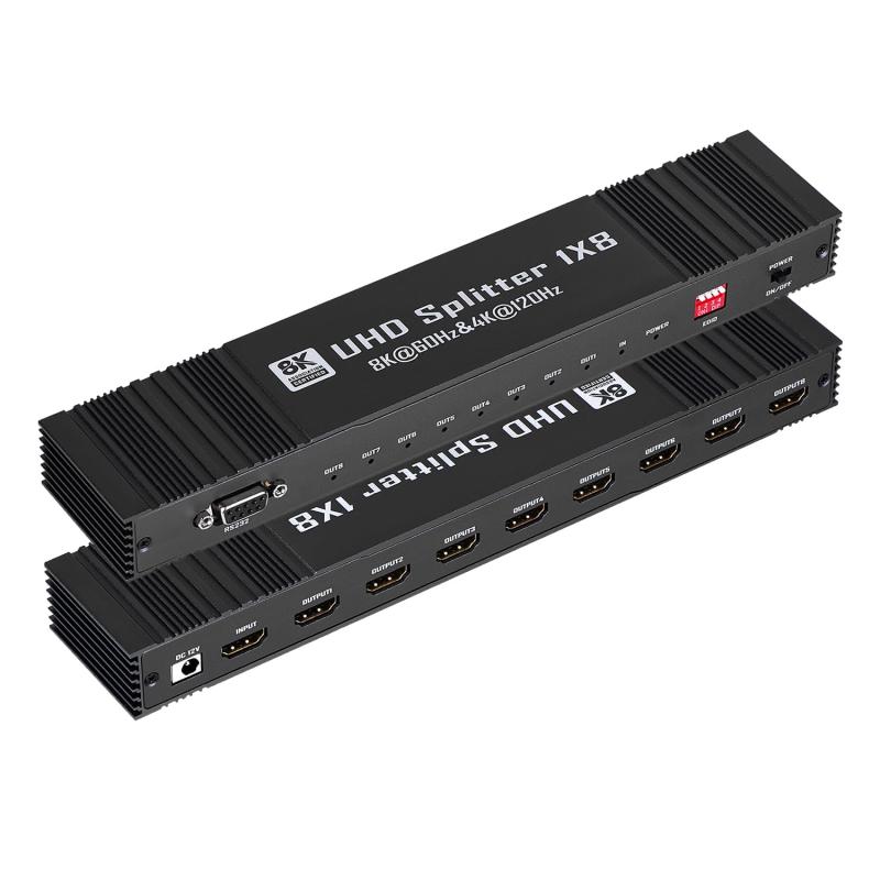 J-Wonlyus 8K@60サイクル HDMI 振りあてる器 1インプット 8最終生産物 4K@120サイクル RS232 EDID備え付ける HDMI2.1 HDCP2.3 HDR10+ 1x8 スプリッター DTS-固定ディスク/ 7.1CH/ 高品位テレビ/Blu-Ray ヴィデオディスク/ なおなお書き4
