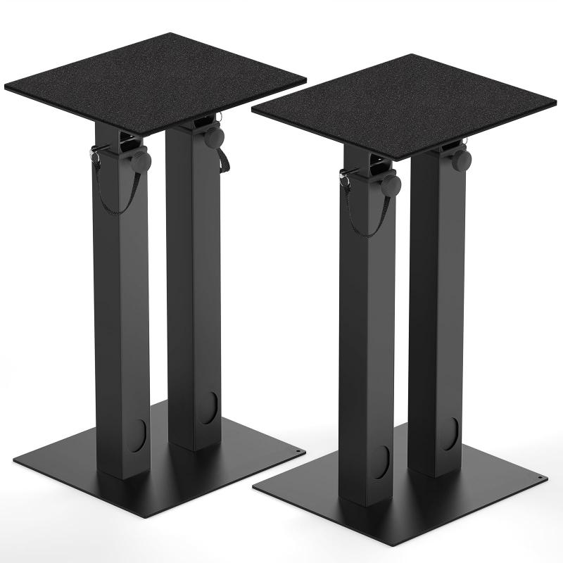 BQKOZFIN スピーカスタンド スピーカー台 9段高さ調節 42cm~74.5cm 長さ24 x幅21 x高さ74.5cm [2台1組] 良質な金属製 耐荷重12kg 安定性耐久性 組み立てが簡単 安定性 耐熱・耐汚・耐水性 ブラック｜GRATIQUE MIEI