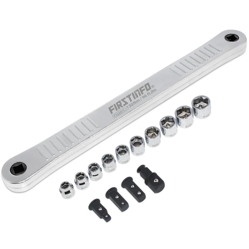 良匠 FIRSTINFO TOOLS エクステンションラチェットドライブ 超ショートソケット8~17mm ソケットアダプター4個 差込角9.5|GRATIQUE MIEI