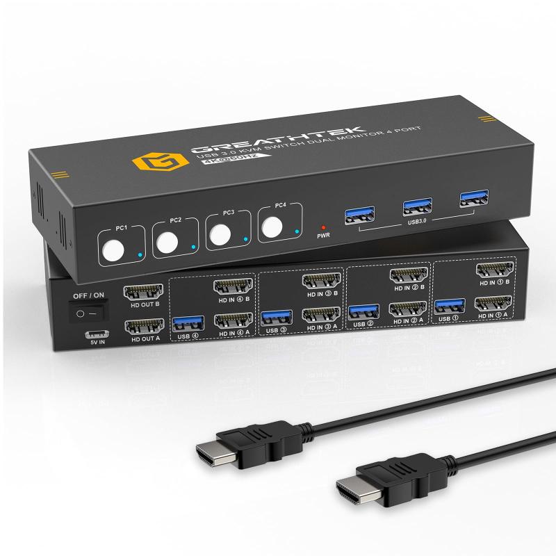 kvmスイッチ4入力、USB3.0 KVM デュアルモニター4ポート|GRATIQUE MIEI