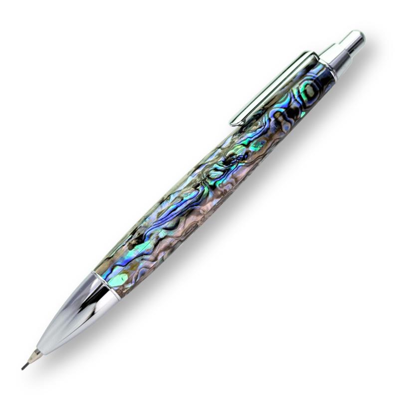 LACHIEVA 天然アワビ貝 シャープペンシル 0.7mm、高級貝殻デザイン、0.7mm替芯12本付き|GRATIQUE MIEI