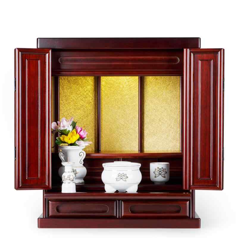 木々語り 仏壇 ミニ 小型仏壇【New 18号 LED照明付】幅47cm 奥30cm 高さ55cm【天然桐材/小さな仏壇 ミニ モダン/家具調仏壇/軽量/高級/和室/洋室/コンパクト リビング おしゃれに最適｜GRATIQUE MIEI