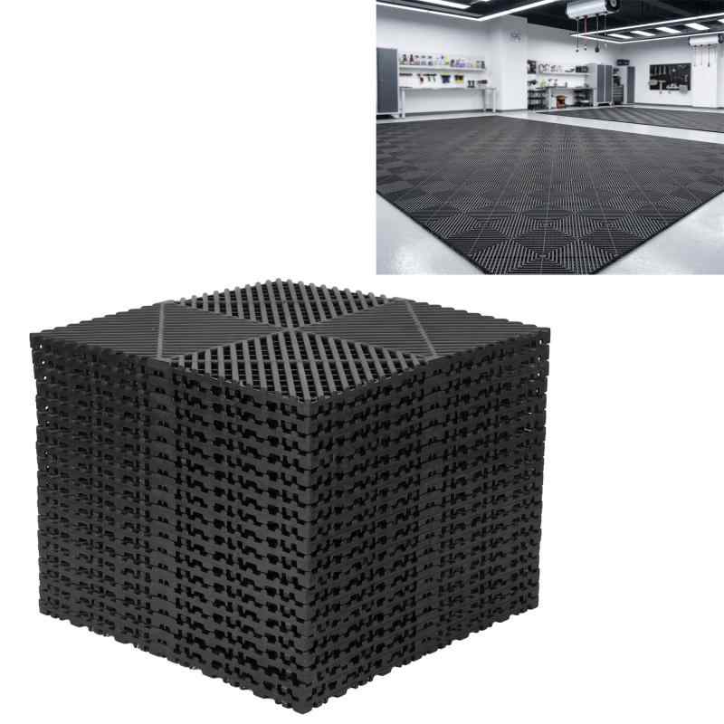 uyoyous ガレージタイル ガレージマット 40&times;40cm 厚さ1.8cm タイル簡単施工 ブラック 20枚セット｜GRATIQUE MIEI