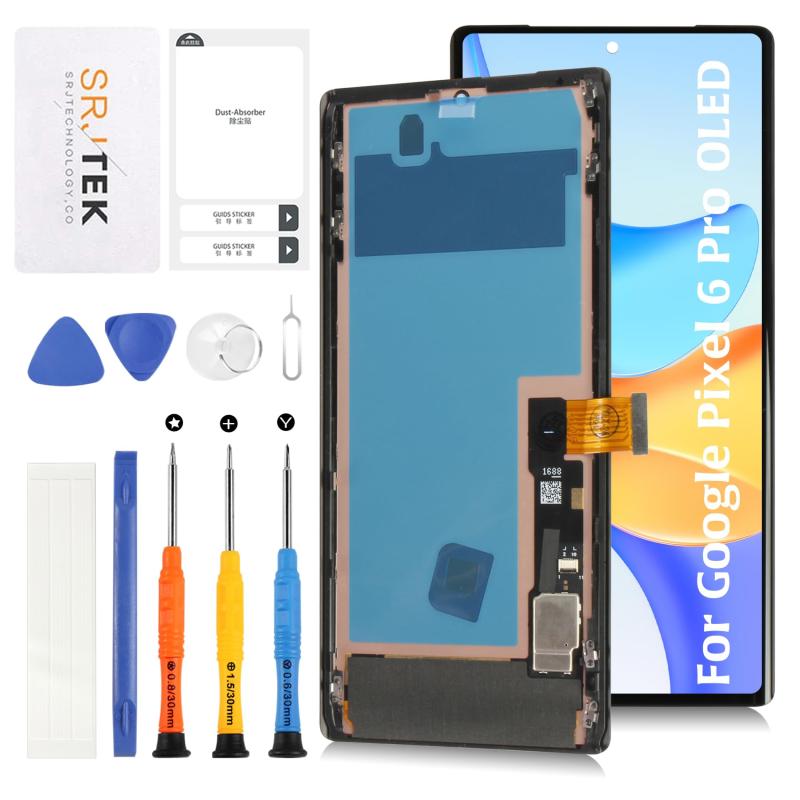 SRJTEK For Google Pixel 6 Pro用 OLED 画面交換ディスプレイスクリーン + フレーム (指紋ケーブル転送が必要) 液晶スクリーン交換ディスプレイ タッチデジタイザアセンブリ｜GRATIQUE MIEI